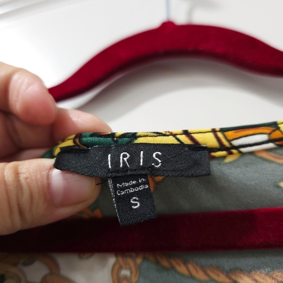 IRIS Long Sleeve Square Neck Bodycon Mini Dress in Green with Gold Filagree, S - Picture 8 of 15